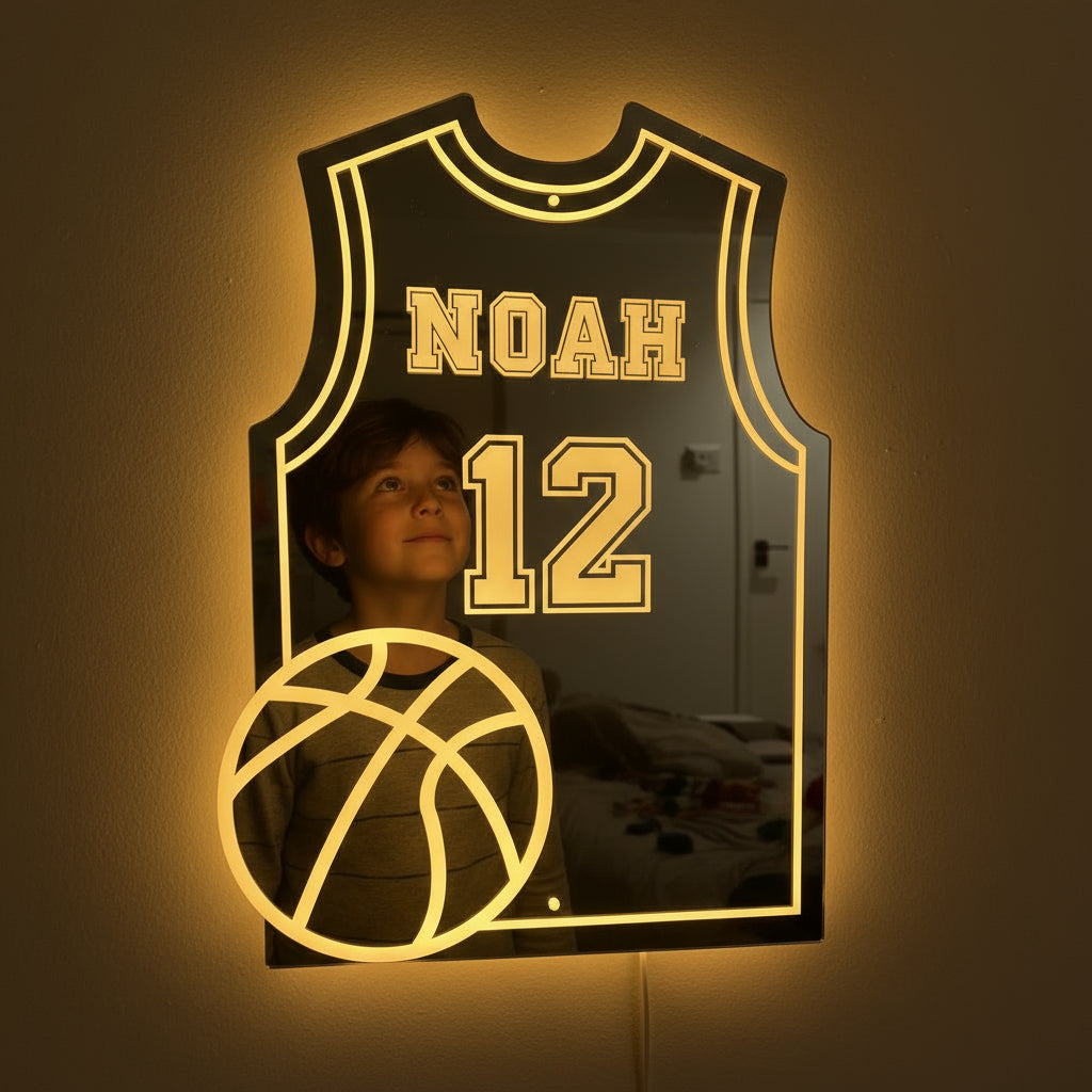 LumiBasket | Personalised LED Mirror Lamp Basketball